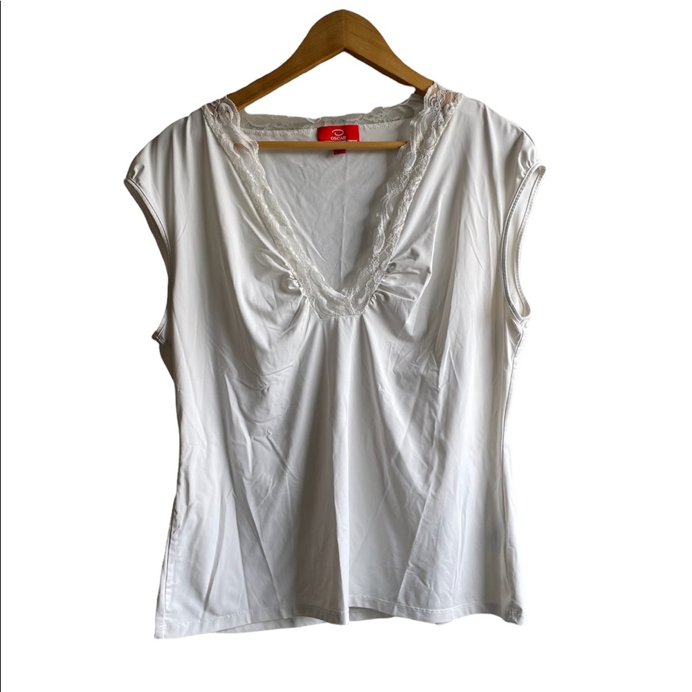 Oscar de la Renta White Tank Top Blouse Women Vintage